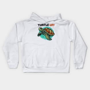 Turtle Up! || Sea Turtle Vector Art Illustration Kids Hoodie